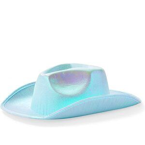 5828 Holographic Cowboy Hat- Adult, Light Blue Eva Foam- Hats